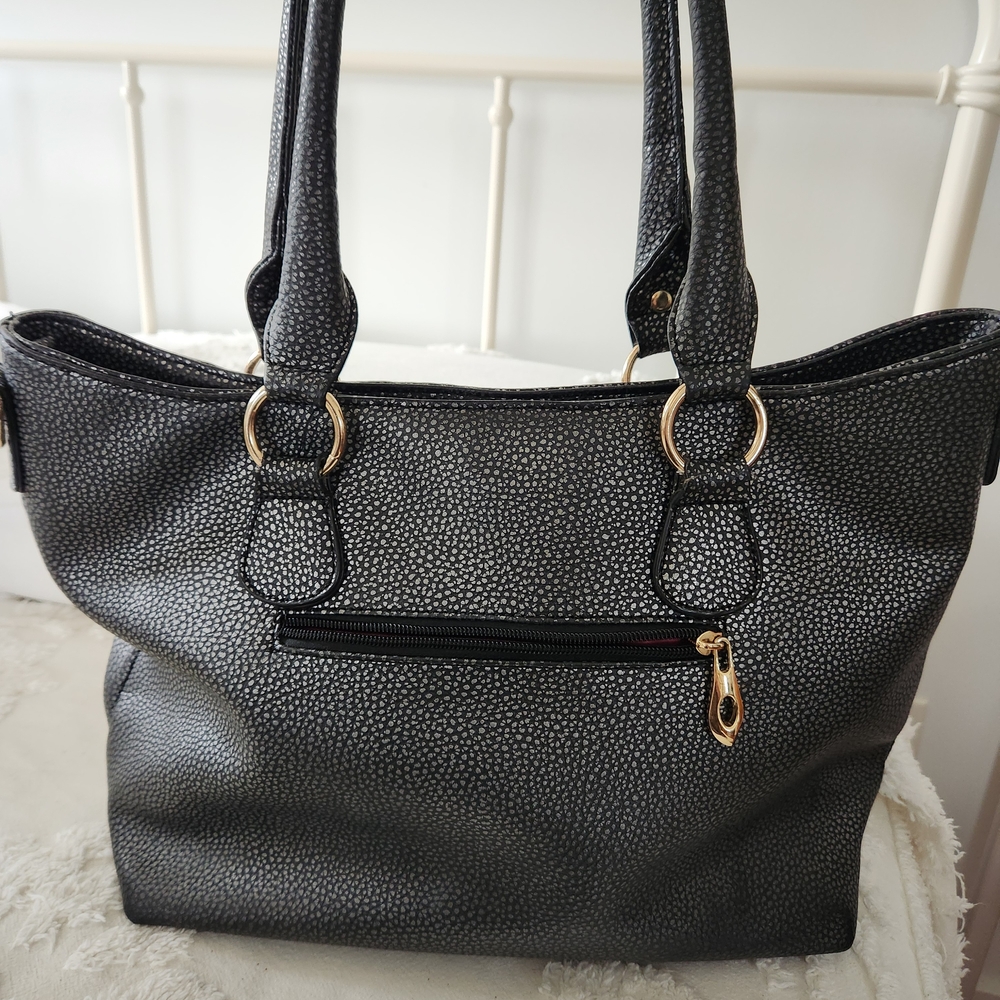 Michael Kors Black Pebbled Leather Satchel with Gold Hardware 22 Inch Straps - Picture 7 of 13